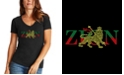 LA Pop Art Women's Word Art Zion One Love V-Neck T-Shirt